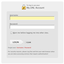 UNL Login Page