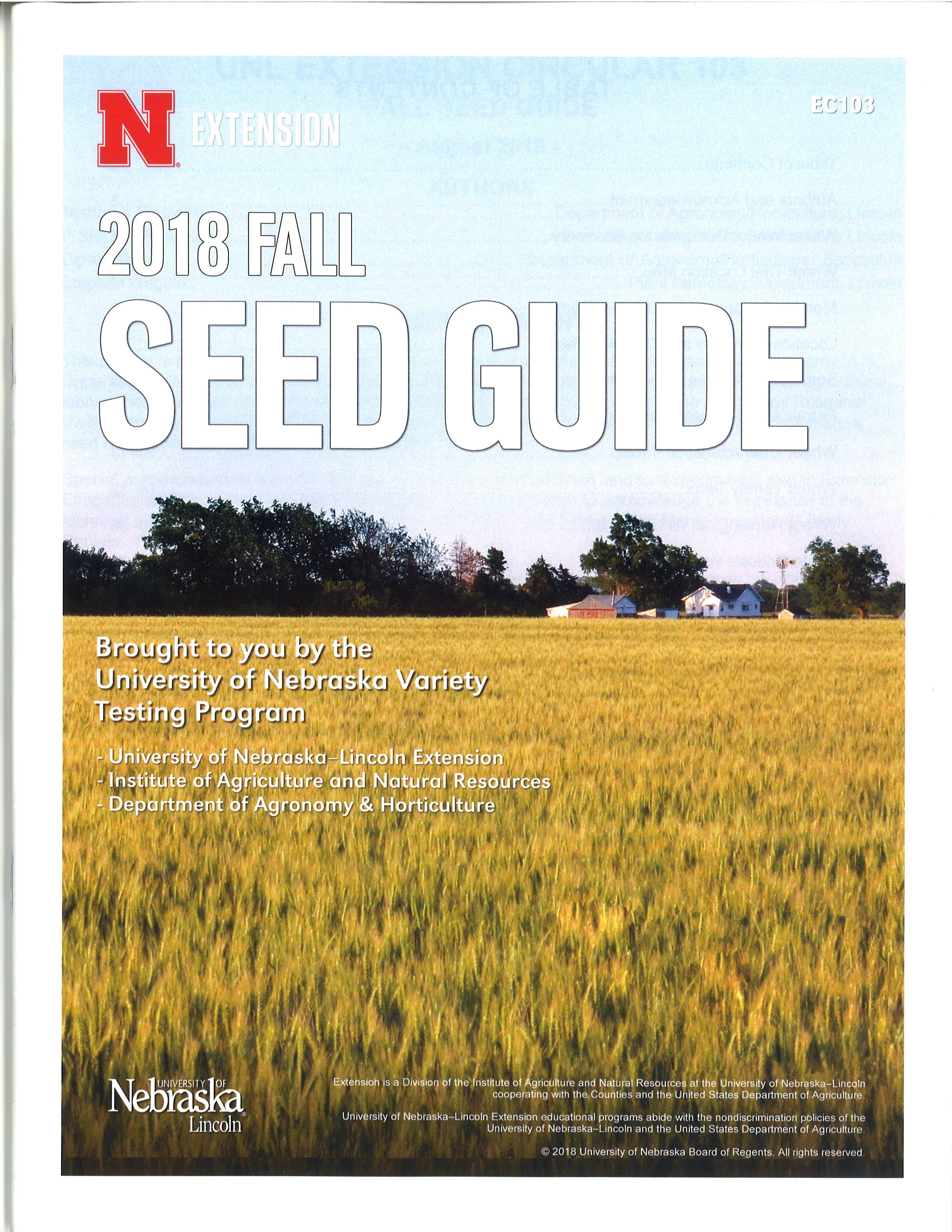 2018 Fall Seed Guide UNL Marketplace
