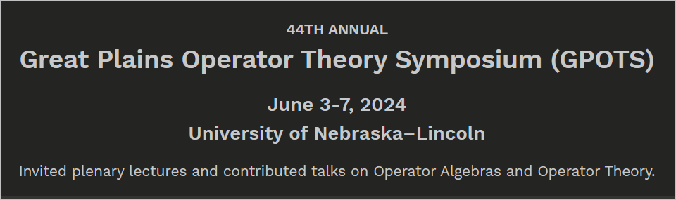 Great Plains Operator Theory Symposium Banner