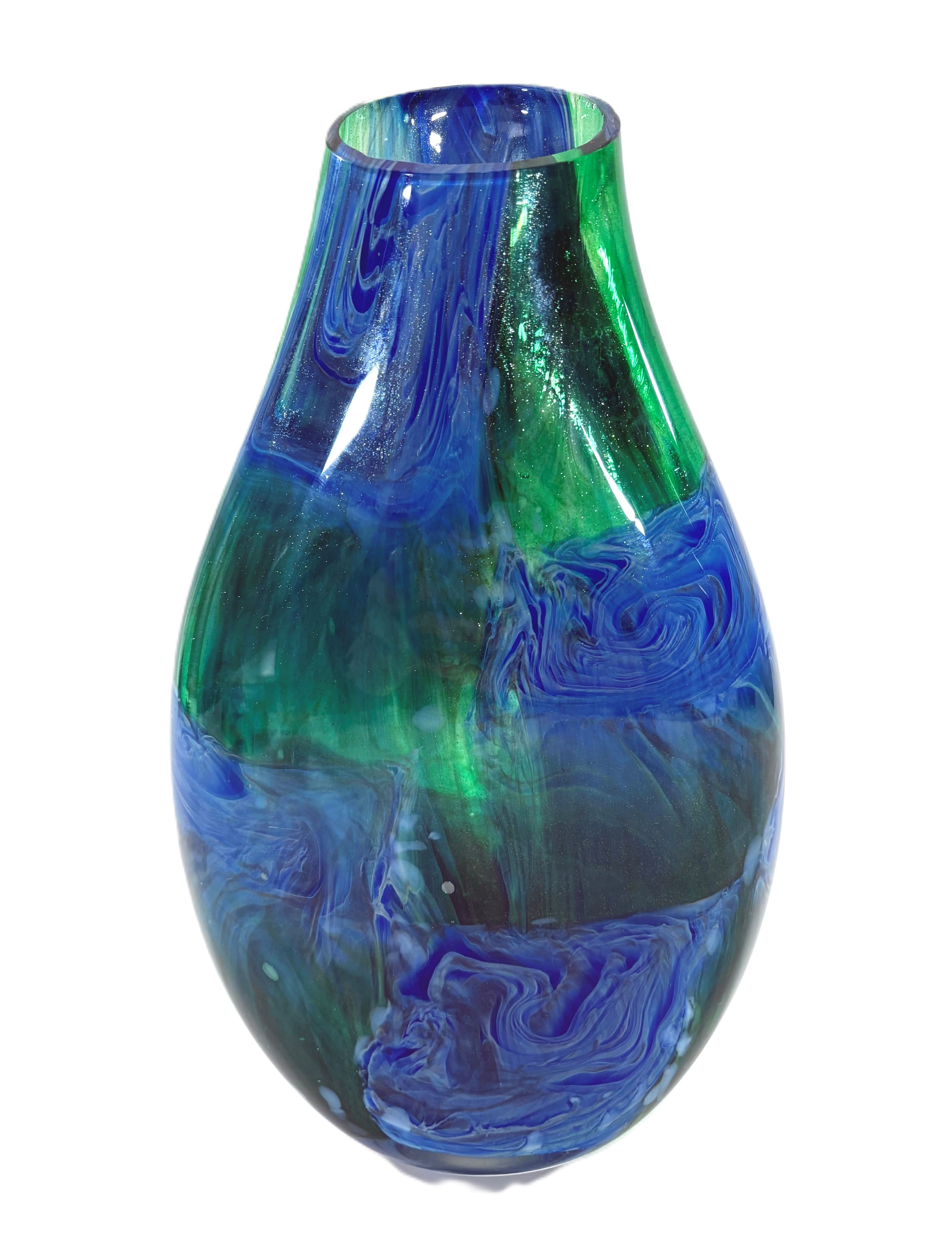 Handblown Glass Vase - Earth Patchwork color