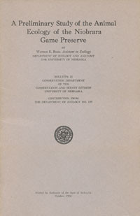 A Preliminary Study of the Animal Ecology of the Niobrara Game Preserve (CB-10) 