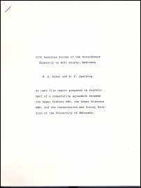 1976 Baseline Survey of the Groundwater Chemistry in Holt County, Nebraska (OFR-15)