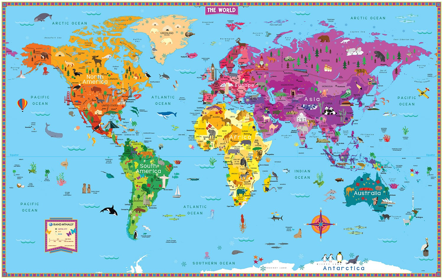 Kid's Illustrated Map of the World (RMc-10) | Nebraska Maps & More