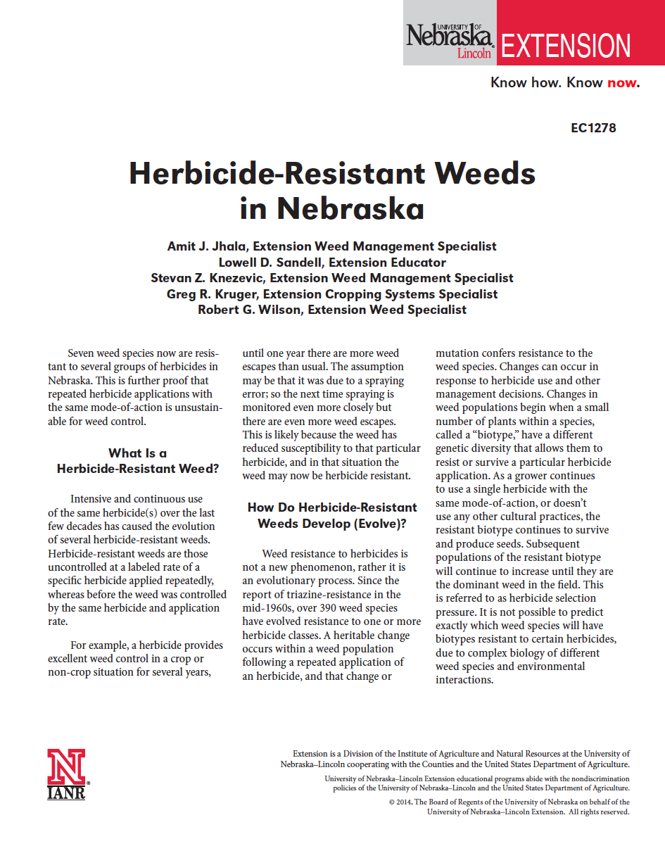 Herbicide-Resistant Weeds in Nebraska