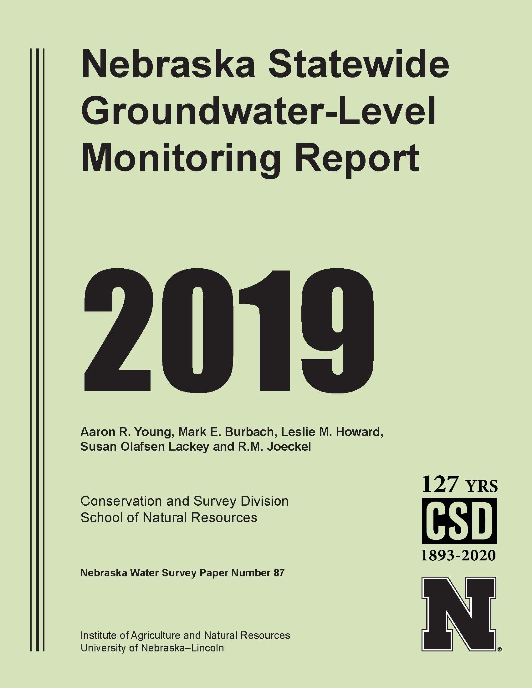 Nebraska Statewide Groundwater-Level Monitoring Report 2019 (WSP-87)