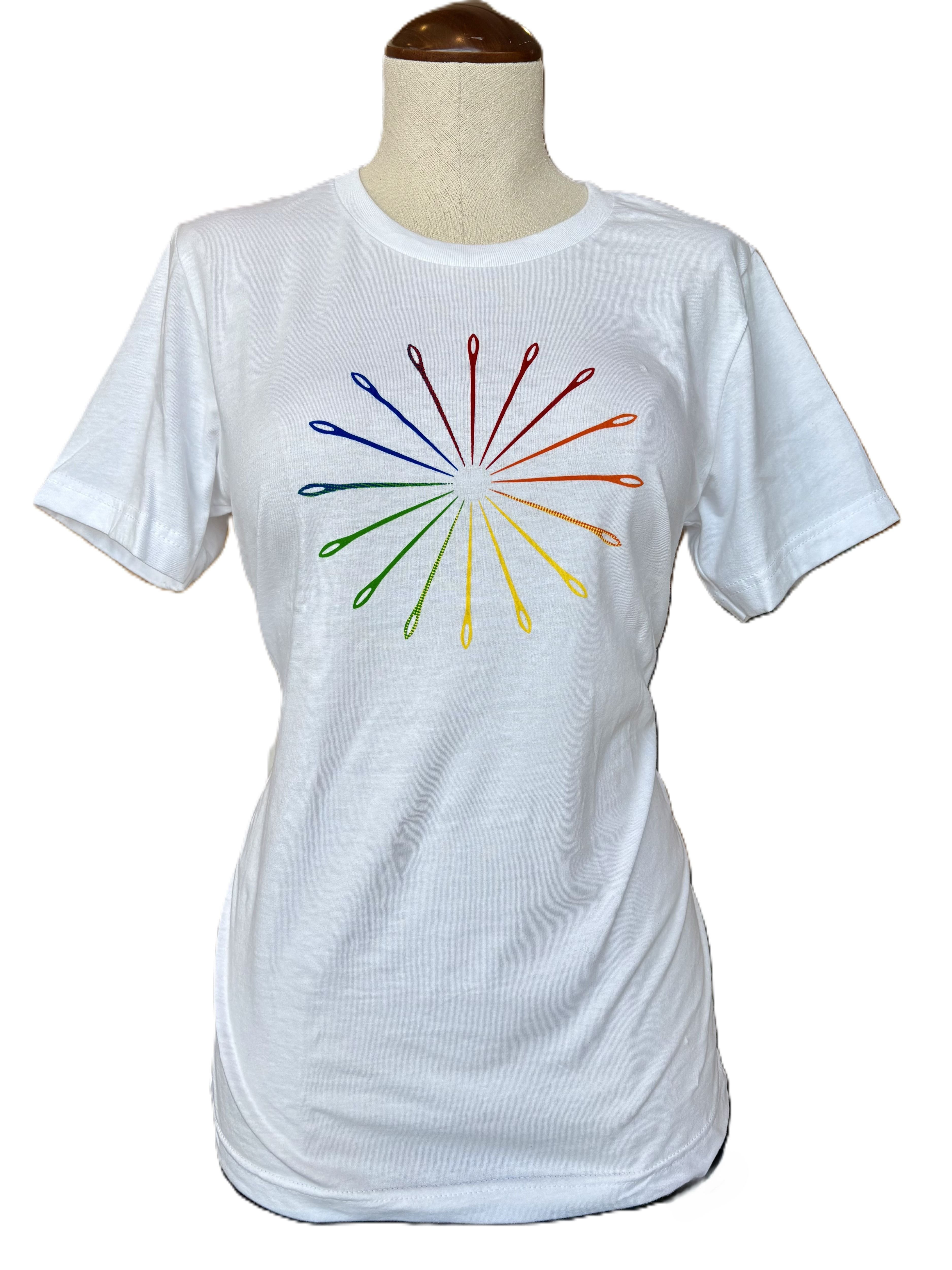 Rainbow Needleburst Logo Tee - White