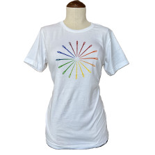 Rainbow Needleburst Logo Tee - White