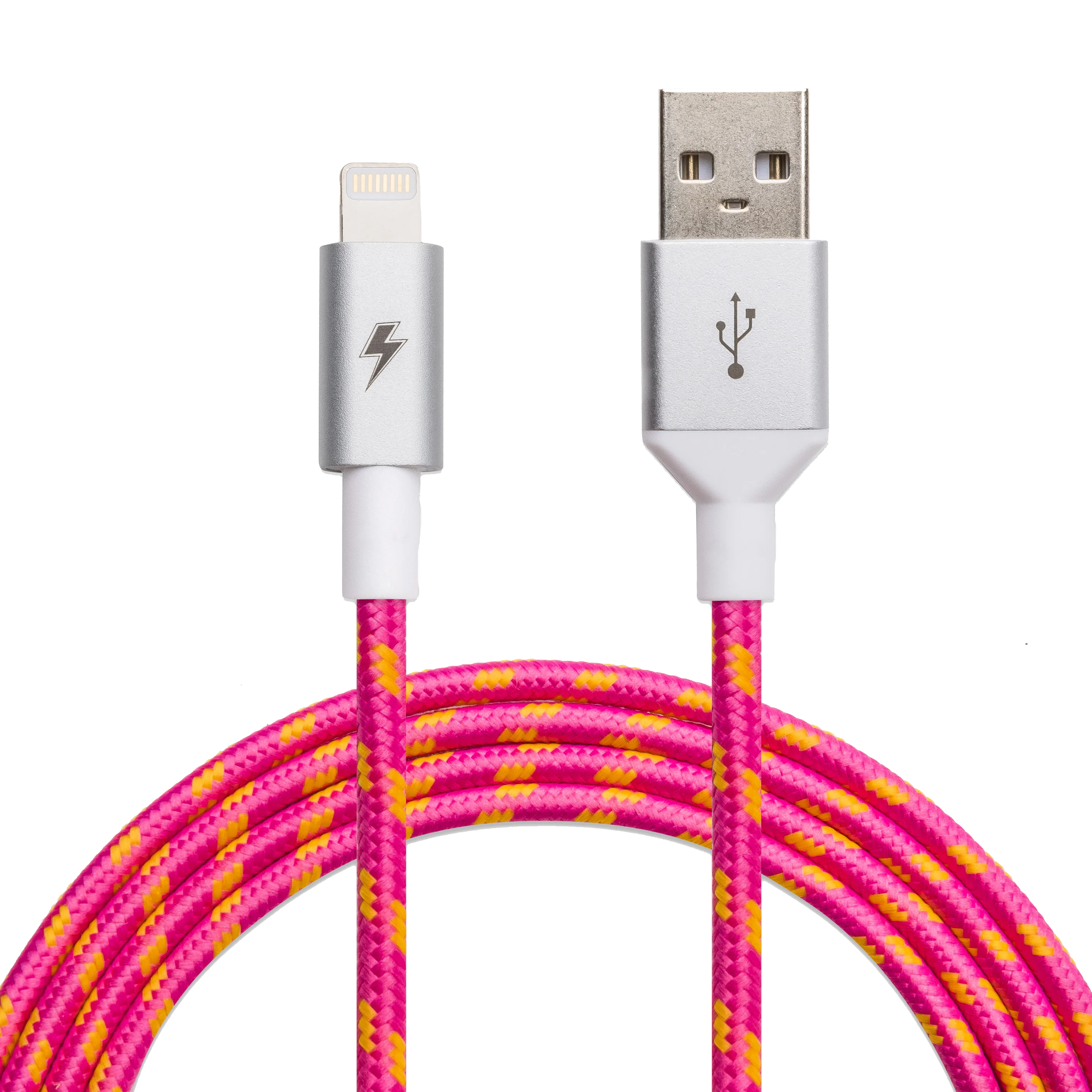 ChargeCords USB-A to Lightning Cable - 10ft. Pink Lemonade