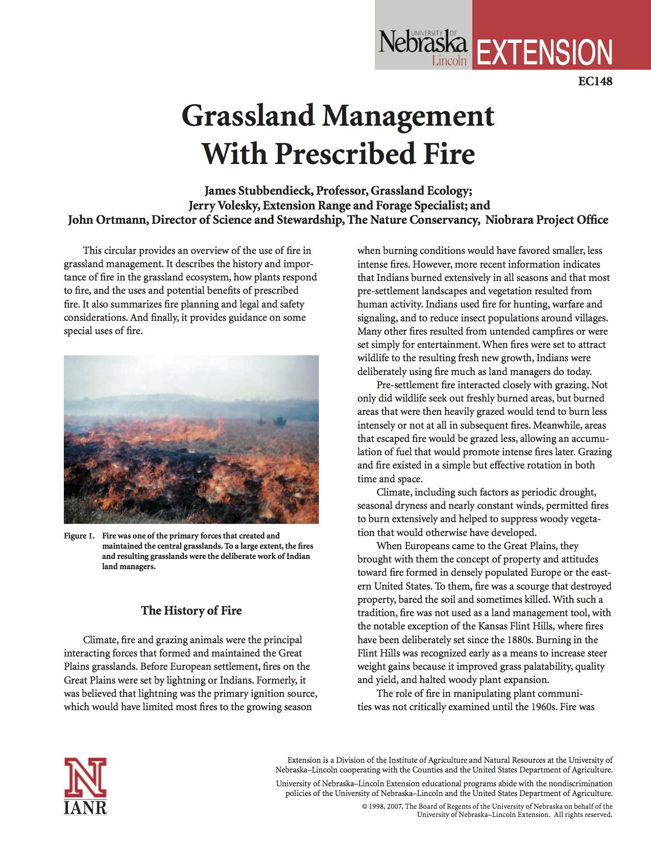 Grassland Management with Prescribed Fire