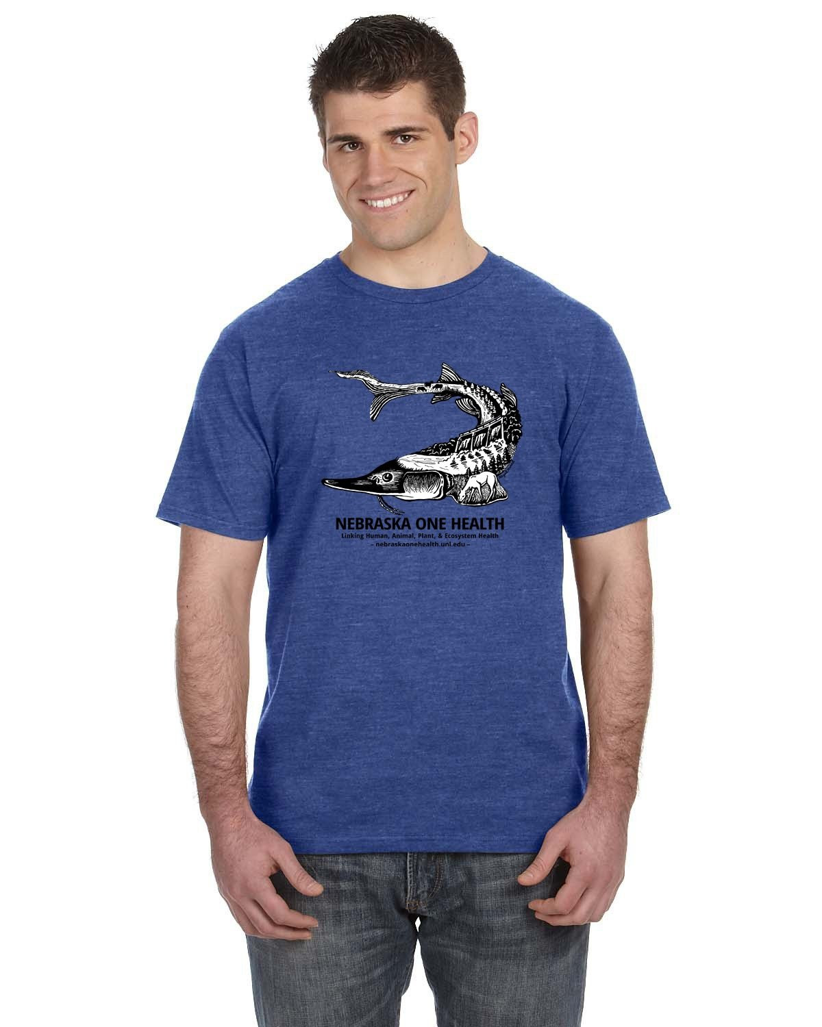 Nebraska One Health Uni-Sex Adult T-shirt Blue Fish (OH-8)